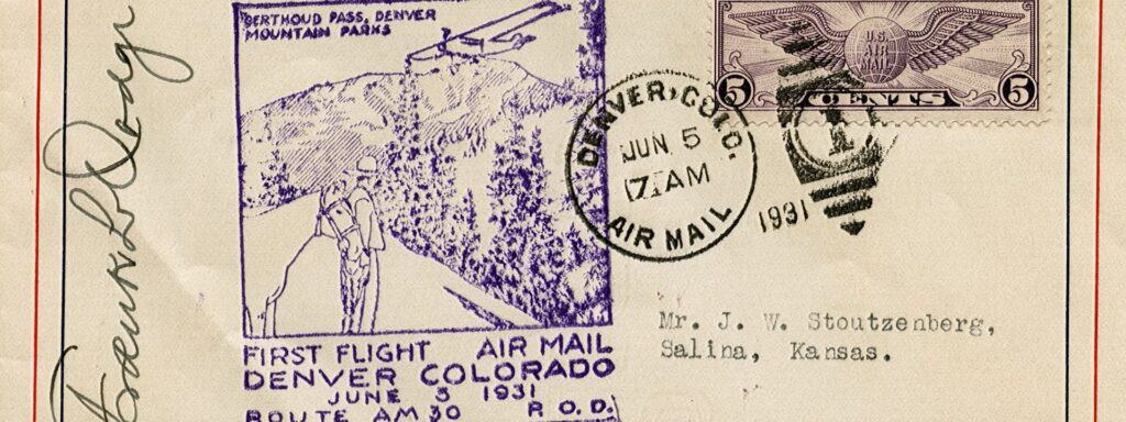 A postcard with a picture of a plane.