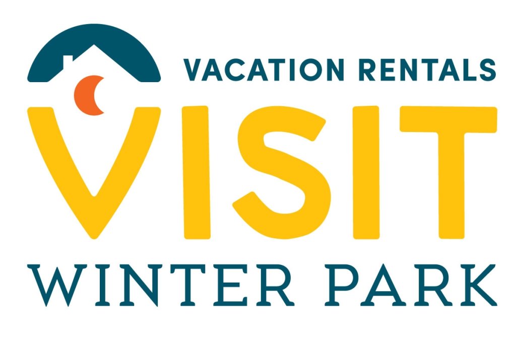A logo for a vacation rental company called Visit Winter Park, featuring a stylized house and crescent moon in Grand County Colorado.