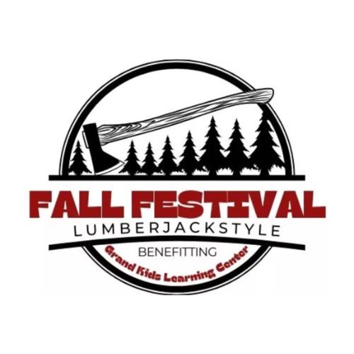 Logo for a fall festival with a lumberjack theme, benefiting a children's learning center in Grand County Colorado.