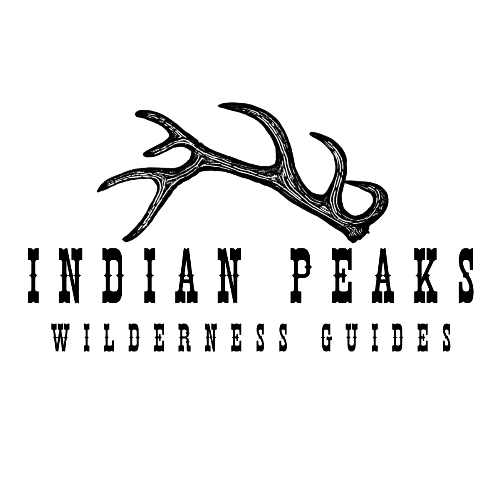 A stylized logo featuring a pair of antlers with the text 'Indian Peaks' and 'Wilderness Guide' below it in Grand County Colorado.