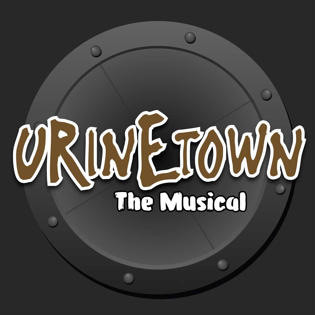 A stylized logo for 'Urinetown: The Musical' featuring the title in a unique, hand-drawn font against a dark background in Grand County Colorado.