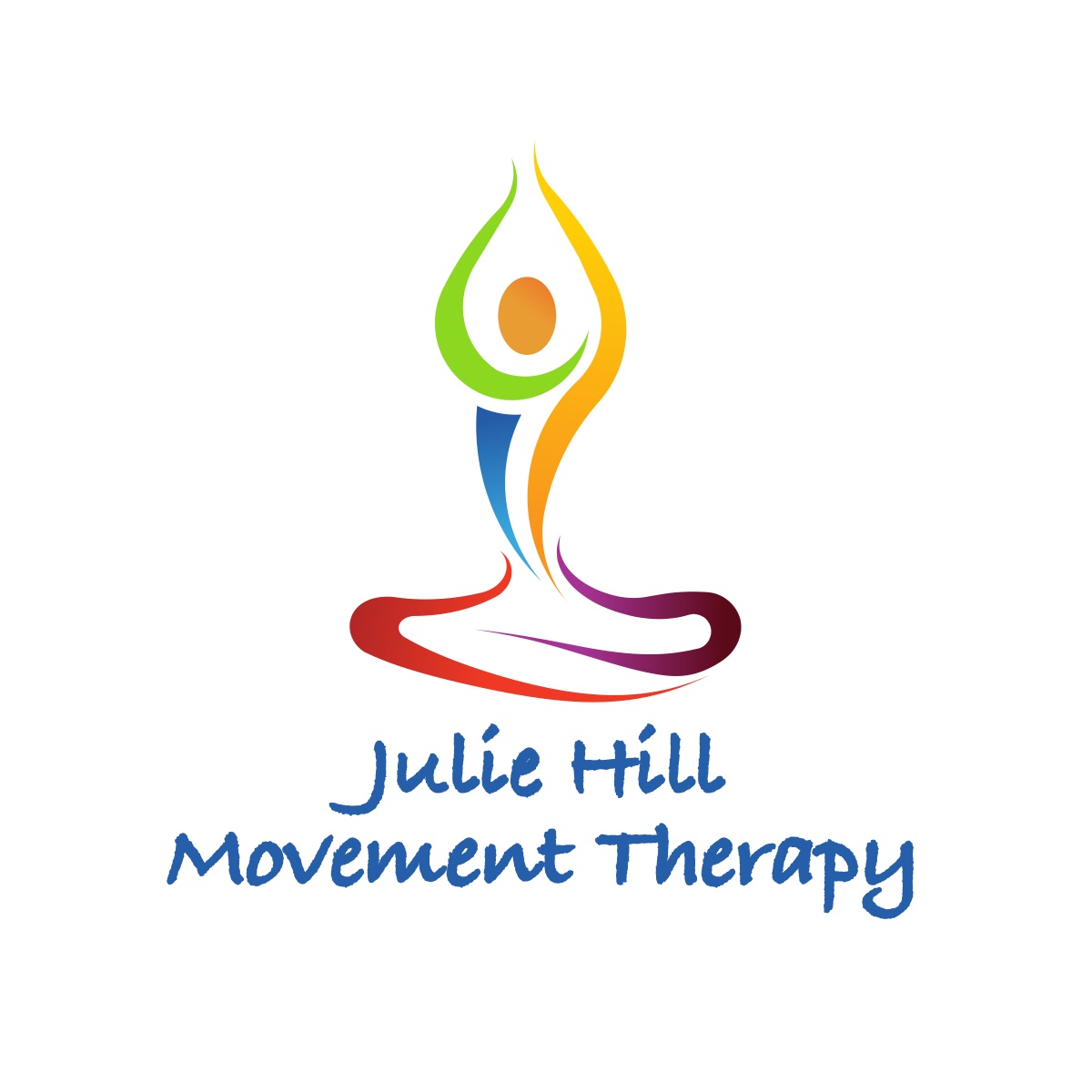 A colorful, stylized logo depicting a person in a yoga pose with a flame-like aura, representing movement therapy in Grand County Colorado.