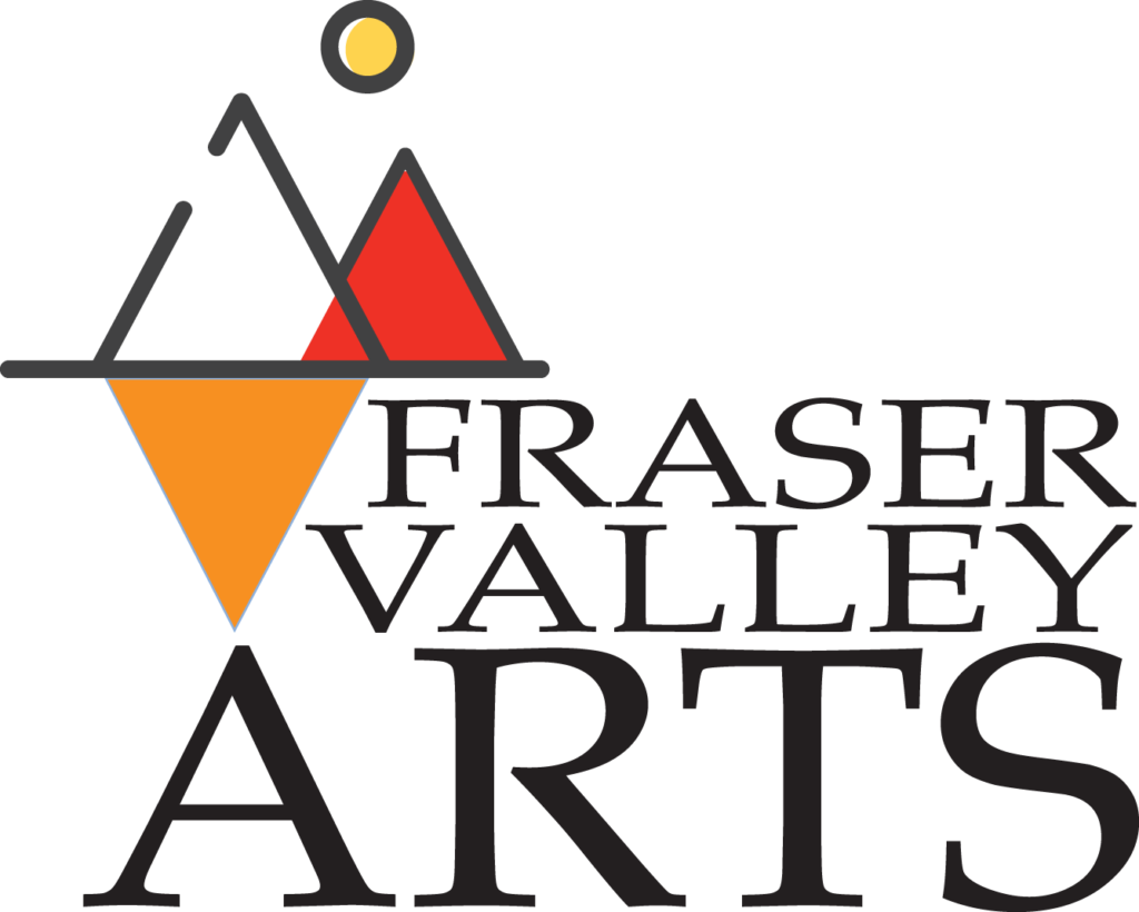 A logo for Fraser Valley Arts featuring stylized mountains and a sun in Grand County Colorado.